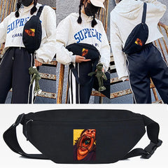 Open Mouth Print Waist Bag Sport Crossbody Wallet Travel Phone Bag