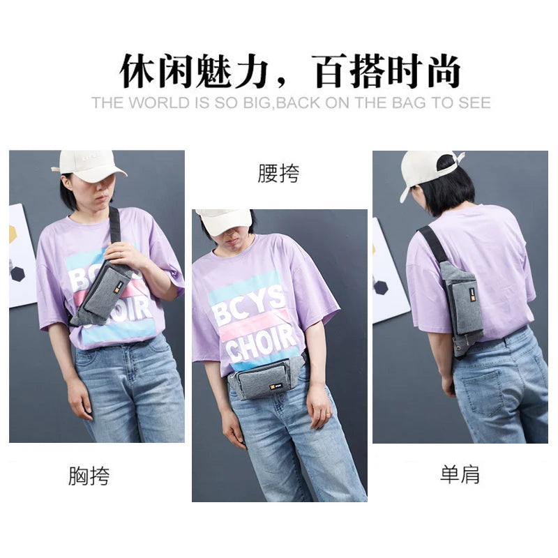 Large Canvas Waist Bag Pack Casual Phone Belt Pouch Travel Fanny Bag