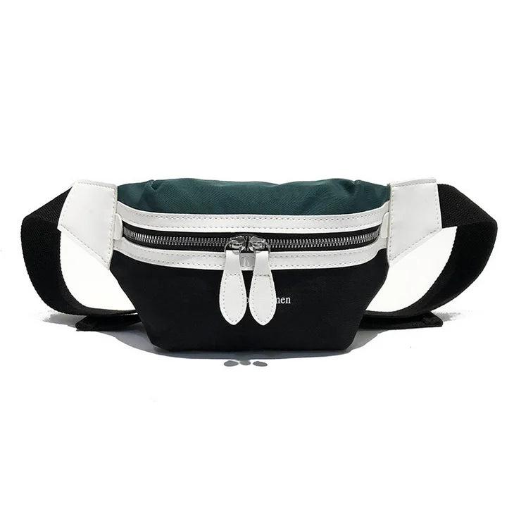 Canvas Waist Bag Women Leisure Panelled Fanny Pack Letter Bum Bag