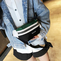 Canvas Waist Bag Women Leisure Fanny Pack For Girls Letter Bum Bag