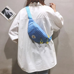 Canvas Leisure Waist Bag Letter B Fanny Pack For Girls