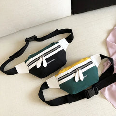 Canvas Waist Bag Women Leisure Fanny Pack Letter Bum Bag Chest Crossbody Belt