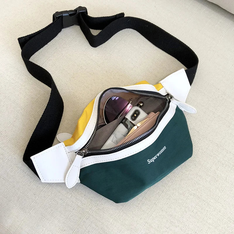 Canvas Waist Bag Women Leisure Fanny Pack Letter Bum Bag Chest Crossbody Belt