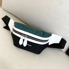 Canvas Panelled Fanny Pack for Girls Letter Bum Waist Bag