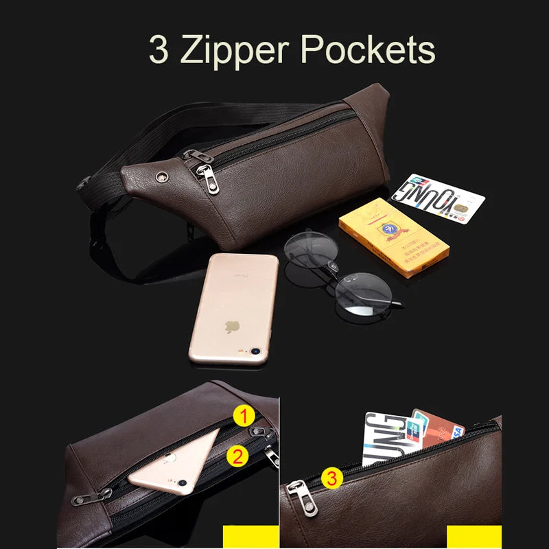 Women Waist Bag Belt Fanny Pack Hip Pouch Leather Pockets