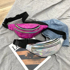 Women Laser Waist Bag Fanny Pack Holographic Chest Belt Shoulder Bag