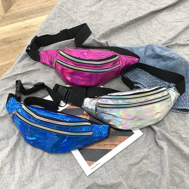 Women Laser Waist Bag Fanny Pack Holographic Chest Belt Shoulder Bag