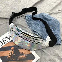 Women Laser Waist Bag Fanny Pack Holographic Chest Belt Shoulder Bag