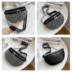 Multifunction Waist Bag Women Chain Shoulder Messenger Bag Full Diamond Purse