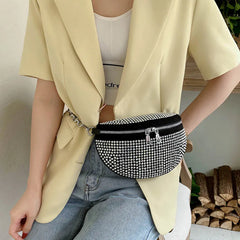 Multifunction Waist Bag Women Chain Shoulder Messenger Bag Full Diamond Purse