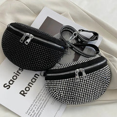 Multifunction Waist Bag Women Chain Shoulder Messenger Bag Full Diamond Purse