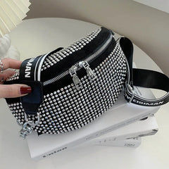 Multifunction Waist Bag Women Chain Shoulder Messenger Bag Full Diamond Purse