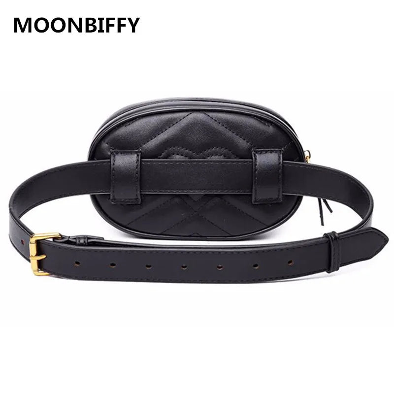 Red Rivets Waist Fanny Pack Bags Velvet Leather Chest Handbag