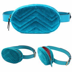 Red Rivets Waist Fanny Pack Bags Velvet Leather Chest Handbag