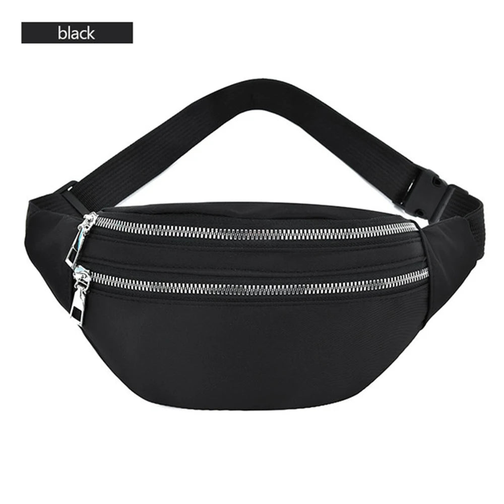 Waist Bag Three Zipper Pocket Fanny Pack Pink Waist Pack