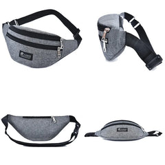 Pink Waist Bag Three Zipper Pocket Unisex Fanny Pack