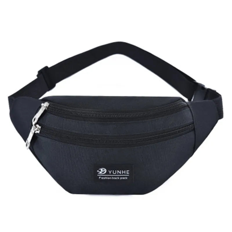 Pink Waist Bag Three Zipper Pocket Unisex Belly Bags Purse