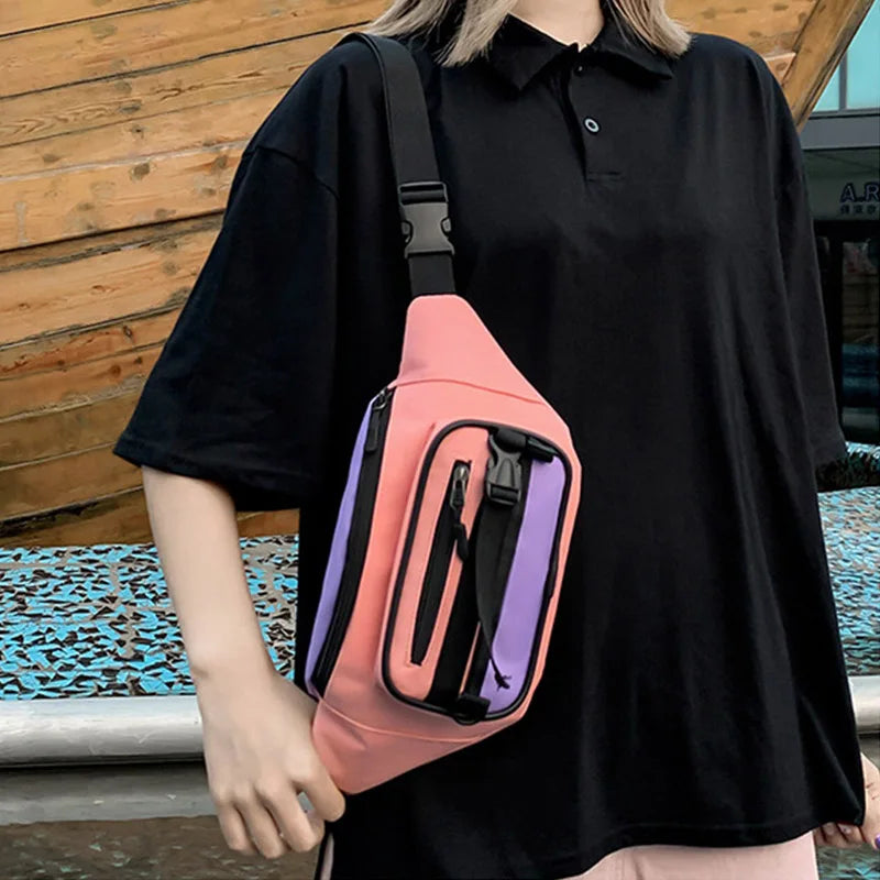 Women's Canvas Fanny Pack Zipper Hip Hop Bag