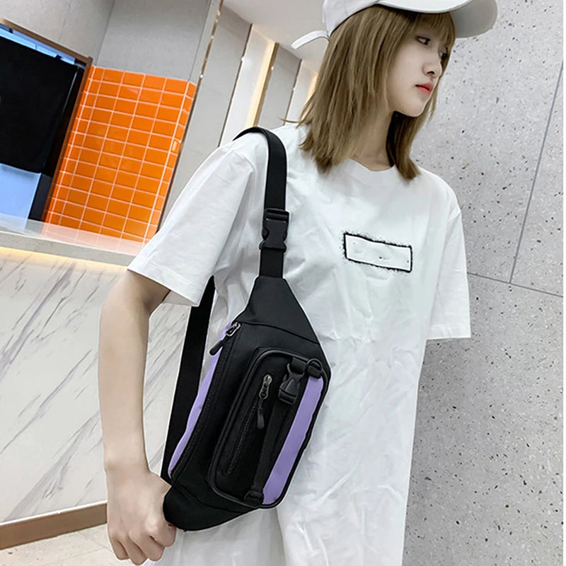 Canvas Waist Bag Women's Fanny Pack Zipper Hip Hop Shoulder Pack