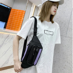 Canvas Waist Bag Women's Fanny Pack Zipper Hip Hop Shoulder Pack