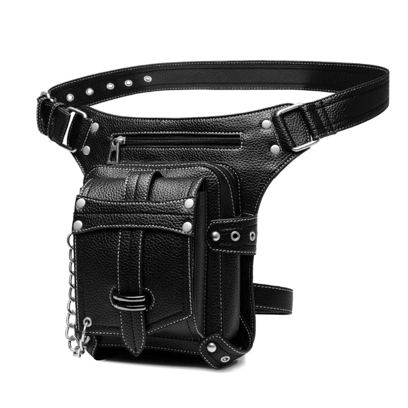 Men's PU Leather Gothic Waist Bag Steampunk Travel Bag