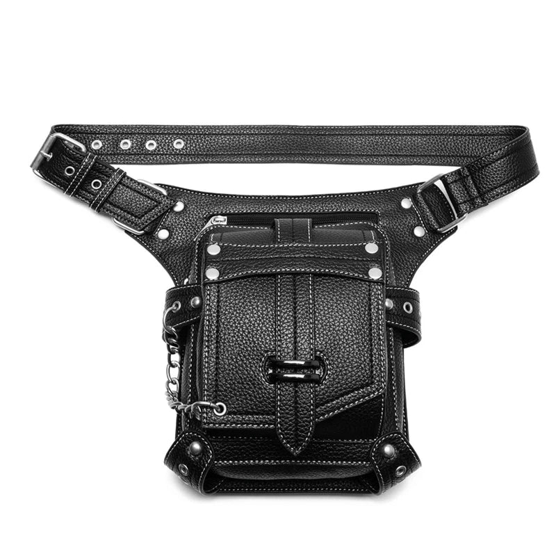 Men's PU Leather Gothic Waist Bag Steampunk Travel Bag