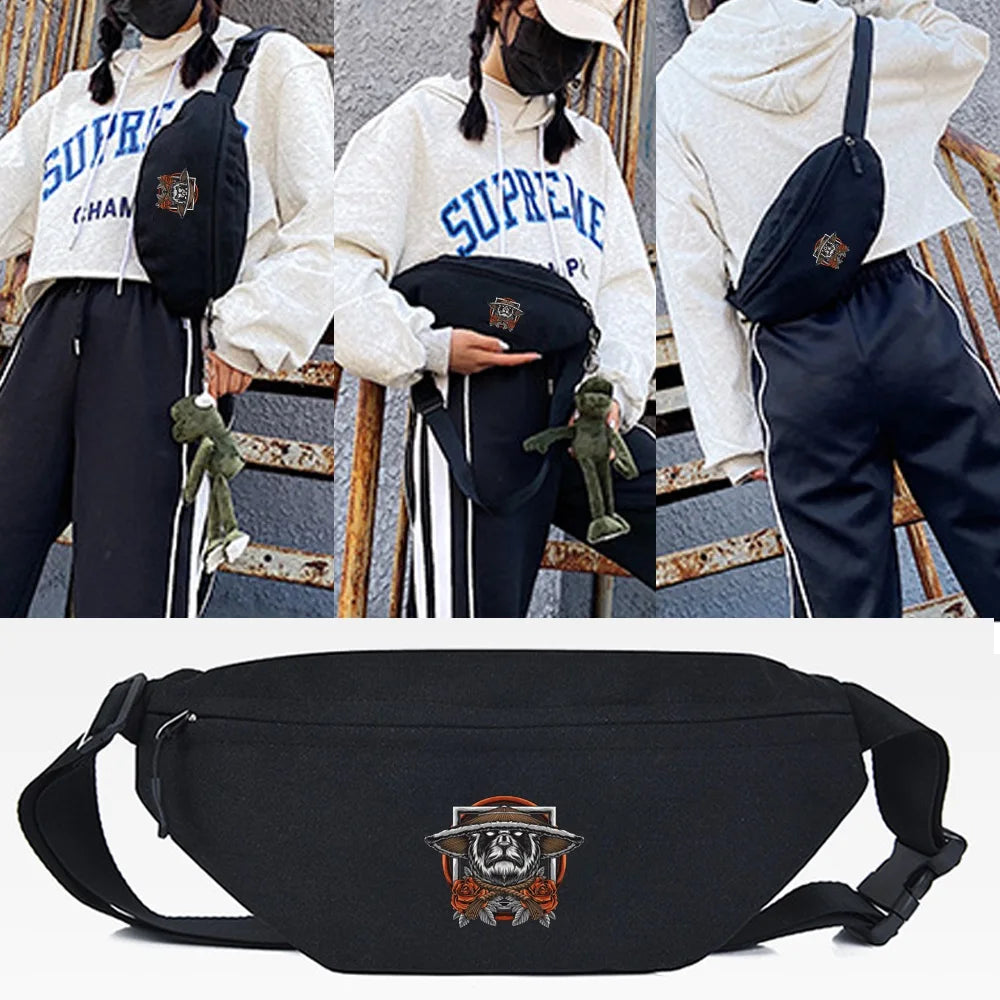 Assassin Cat Print Waist Bag Crossbody Shoulder HandBag