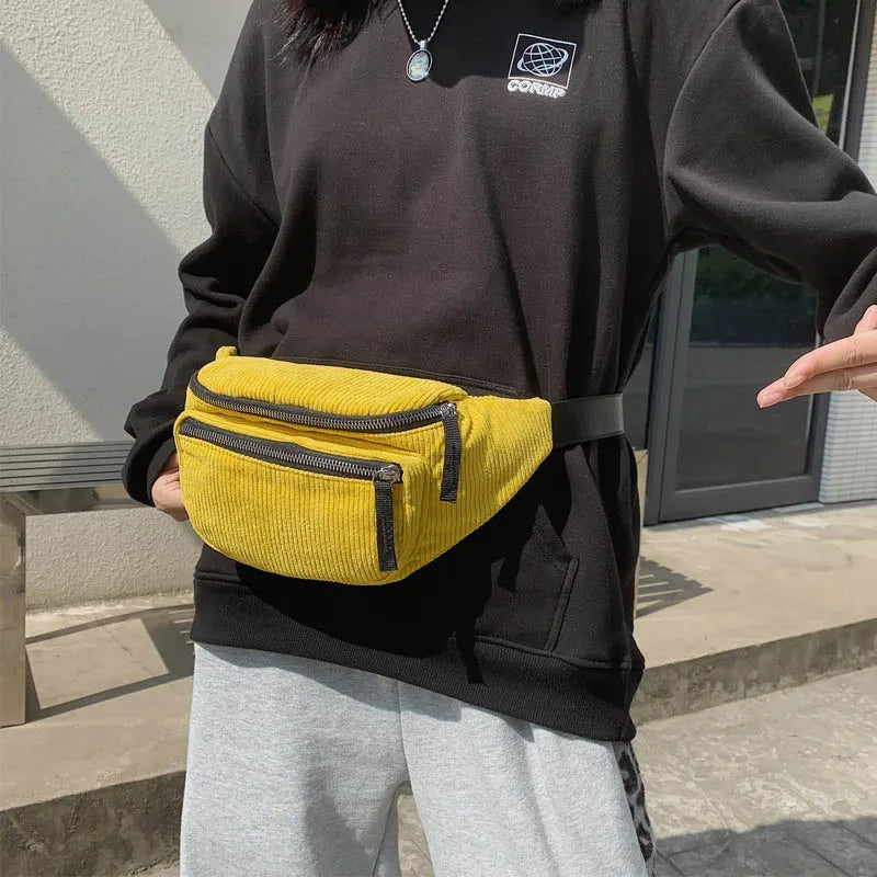 Canvas Waist Bag Women Fanny Pack Mini Satchel Chest Phone Pouch