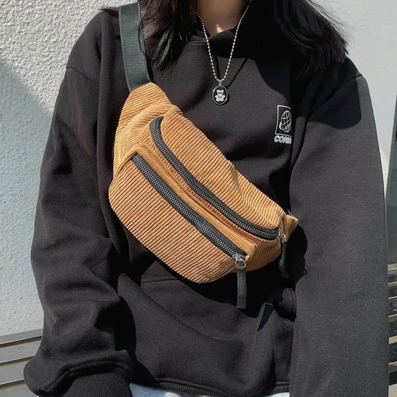 Canvas Waist Bag Women Fanny Pack Mini Satchel Chest Phone Pouch