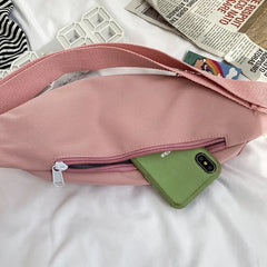 Canvas Waist Bag for Women Solid Fanny Pack Girls