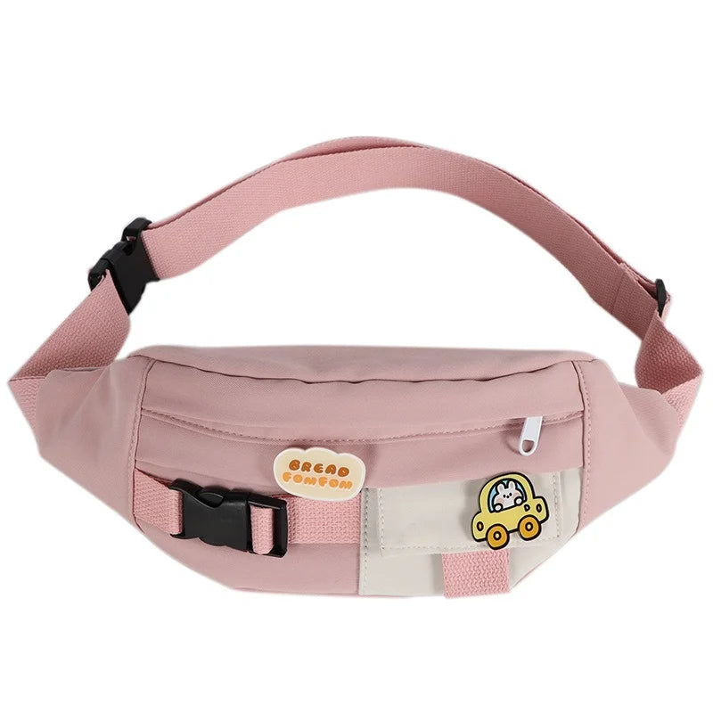 Canvas Waist Bag for Women Solid Fanny Pack Girls