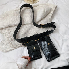 Stone Pattern Leather Waist Belt Bag Women Fanny Pack