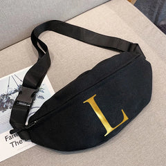 26 Letter Print Waist Bag Mini Crossbody Bag for Women