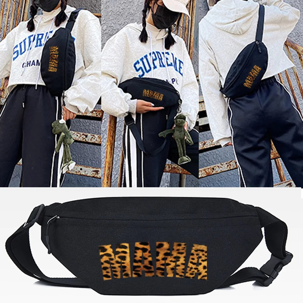 Mother and Daughter Print Waist Bag Shoulder Handbag
