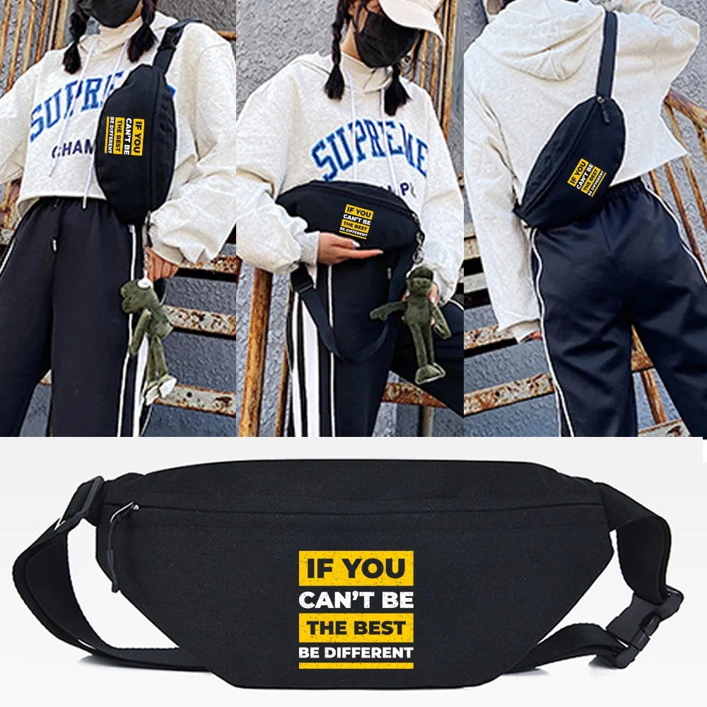 Yellow Letters Print Chest Bag Unisex Running Shoulder Bag
