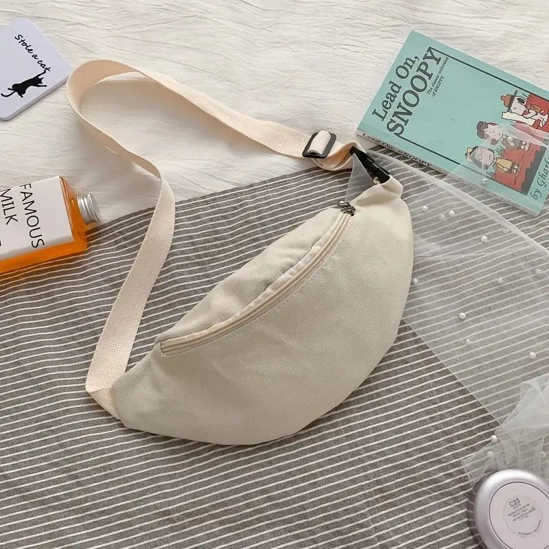 Waist Bags Women Canvas Students Harajuku Causal Fanny Pack Girls