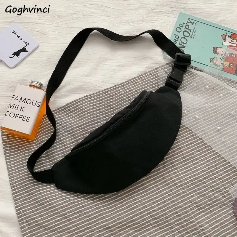 Waist Bags Women Canvas Students Harajuku Causal Fanny Pack Girls