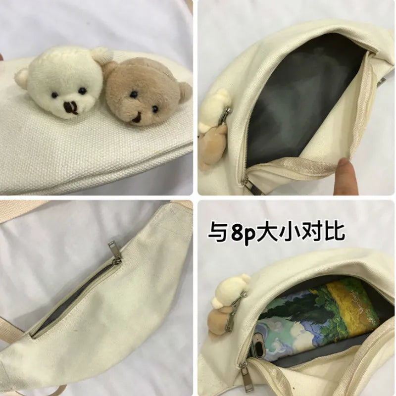 Waist Bags Women Harajuku All-match Canvas Fanny Pack