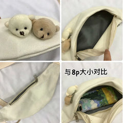 Waist Bags Women Harajuku All-match Canvas Fanny Pack
