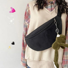 Waist Bags Women Harajuku All-match Canvas Fanny Pack