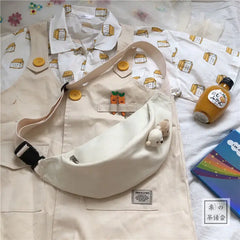 Waist Bags Women Harajuku All-match Canvas Fanny Pack