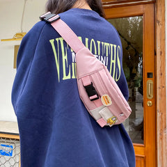 Canvas Leisure Solid Fanny Pack for Girls Crossbody Chest Bag