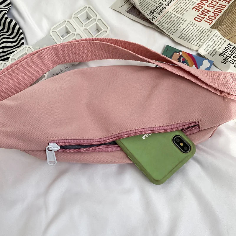 Canvas Waist Bag for Women Solid Crossbody Chest Bag