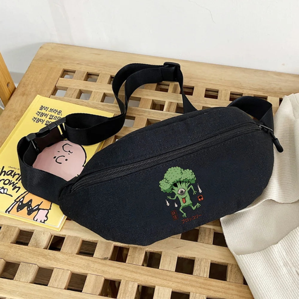 Women's Waist Bag Monster Print Crossbody Organizer Chest Pack Gym Tote