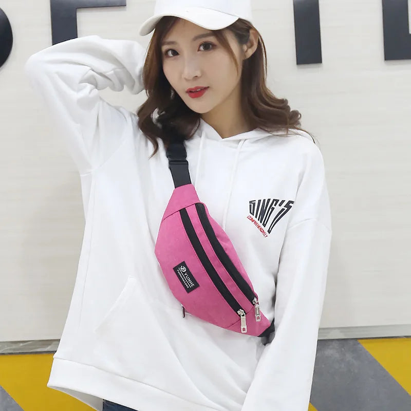 Pink Fanny Pack Female Belt Bag Waist Packs Chest Phone Pouch Bolsa Feminina