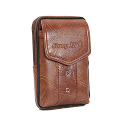 Men Classic Leather Waist Bag Small Capacity Zipper Phone Money Packs