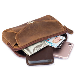 Men's Crazy Horse Leather Messenger Shoulder Bag Travel Motorcycle Fanny Pack
