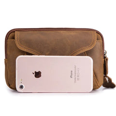 Men's Crazy Horse Leather Messenger Shoulder Bag Travel Motorcycle Fanny Pack