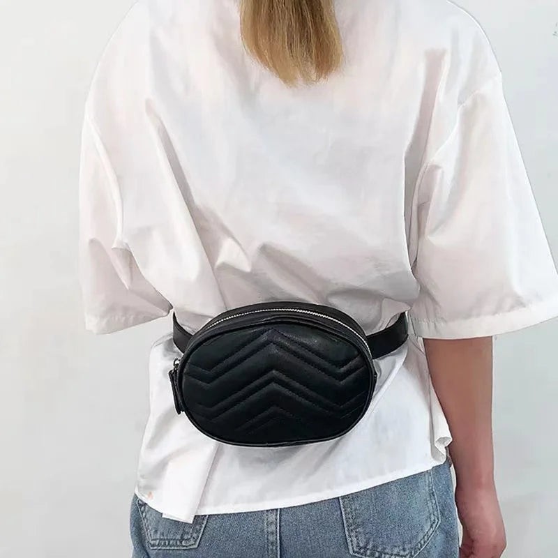 Women's Waist Pack Fanny Pack PU Leather Belt Bag Crossbody Chest Pack