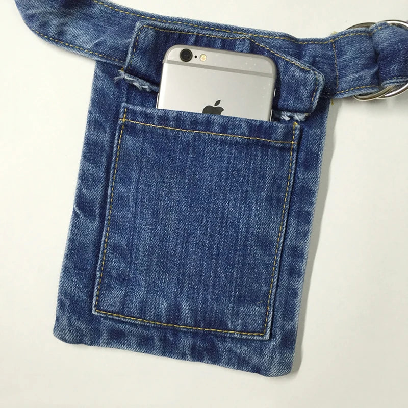 Denim Waist Pack Fanny Pack Women Casual Hip Bag Travel Money Phone Purse